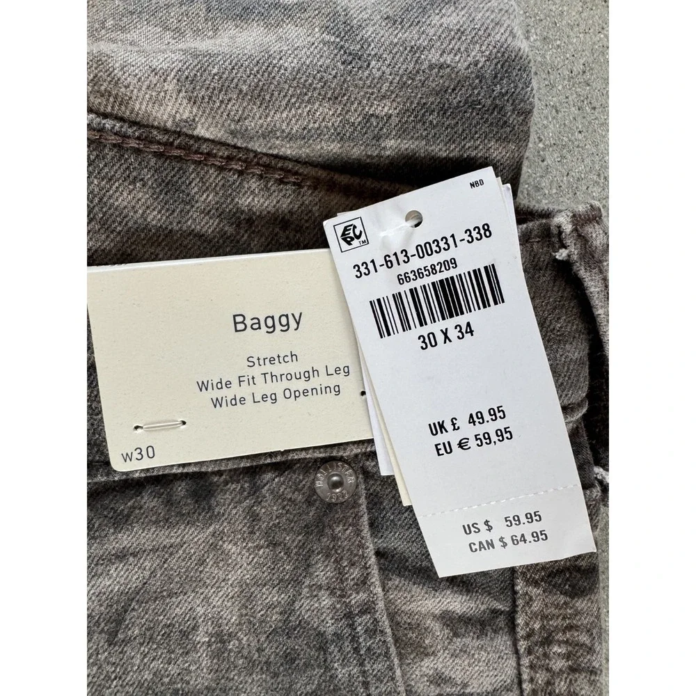 Hollister‎ Baggy Stretch Wide Fit Through Leg Men's Graphic Jeans Sz 30x34 NWT! - Picture 5 of 5